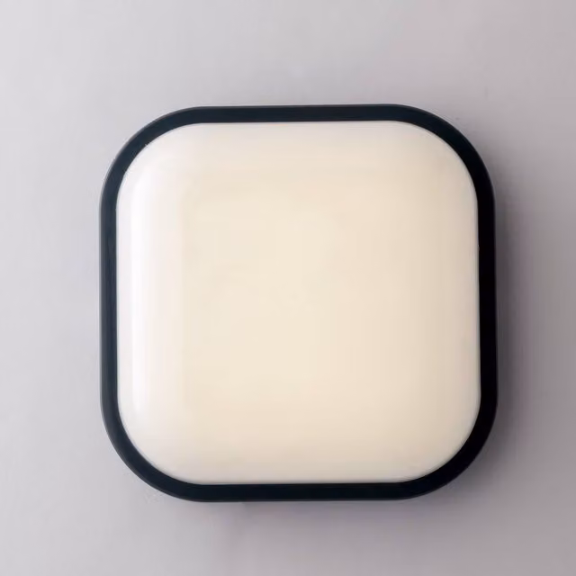 Netlighting EVER LED Outdoor Flush Surface Mount Square Ceiling Light, Black, W/D/H: 22.1 x 22.1 x 7.2 cm, 2400lm, 4000K, IP65