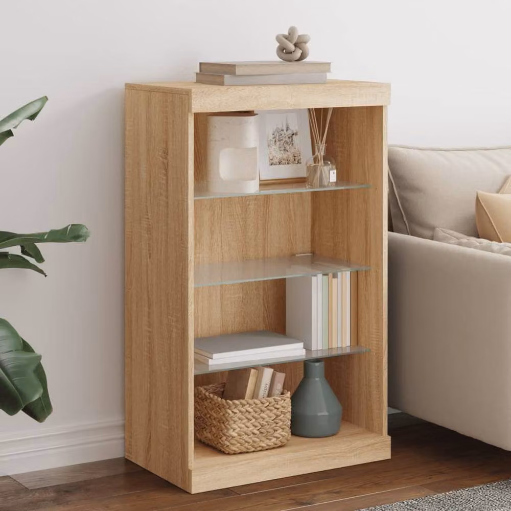 Berkfield Home Modern Sideboard with Integrated LED Lights in Sonoma Oak and Brown, W: 60.5 cm, D: 37 cm, H: 100 cm – 2