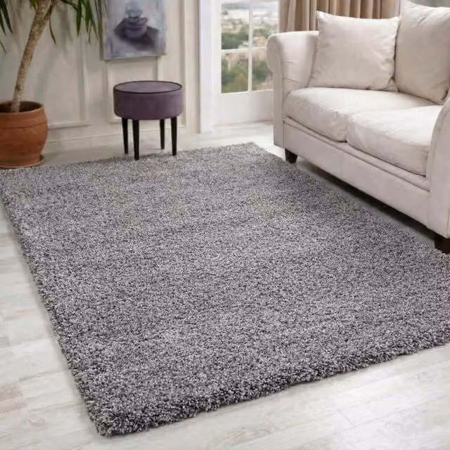 Desire Rugs Plain Modern Shaggy Area Rug in Grey/Silver, W/D: 120 x 170 cm