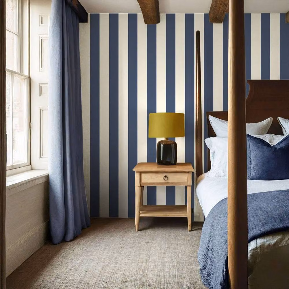 World of Wallpaper Regency Stripe Matt Paper Wallpaper in Blue – 3