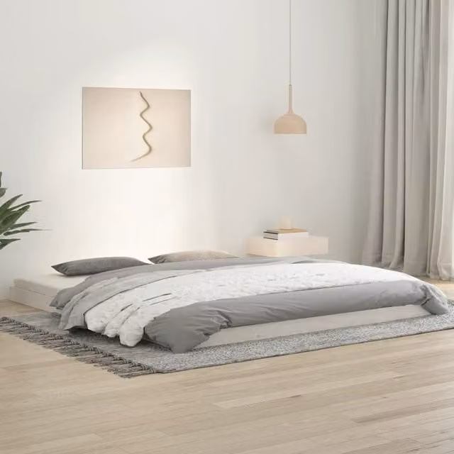 Berkfield Home Super King Solid Wood Pine Bed Frame in White, W/D/H: 180 x 200 cm – 1