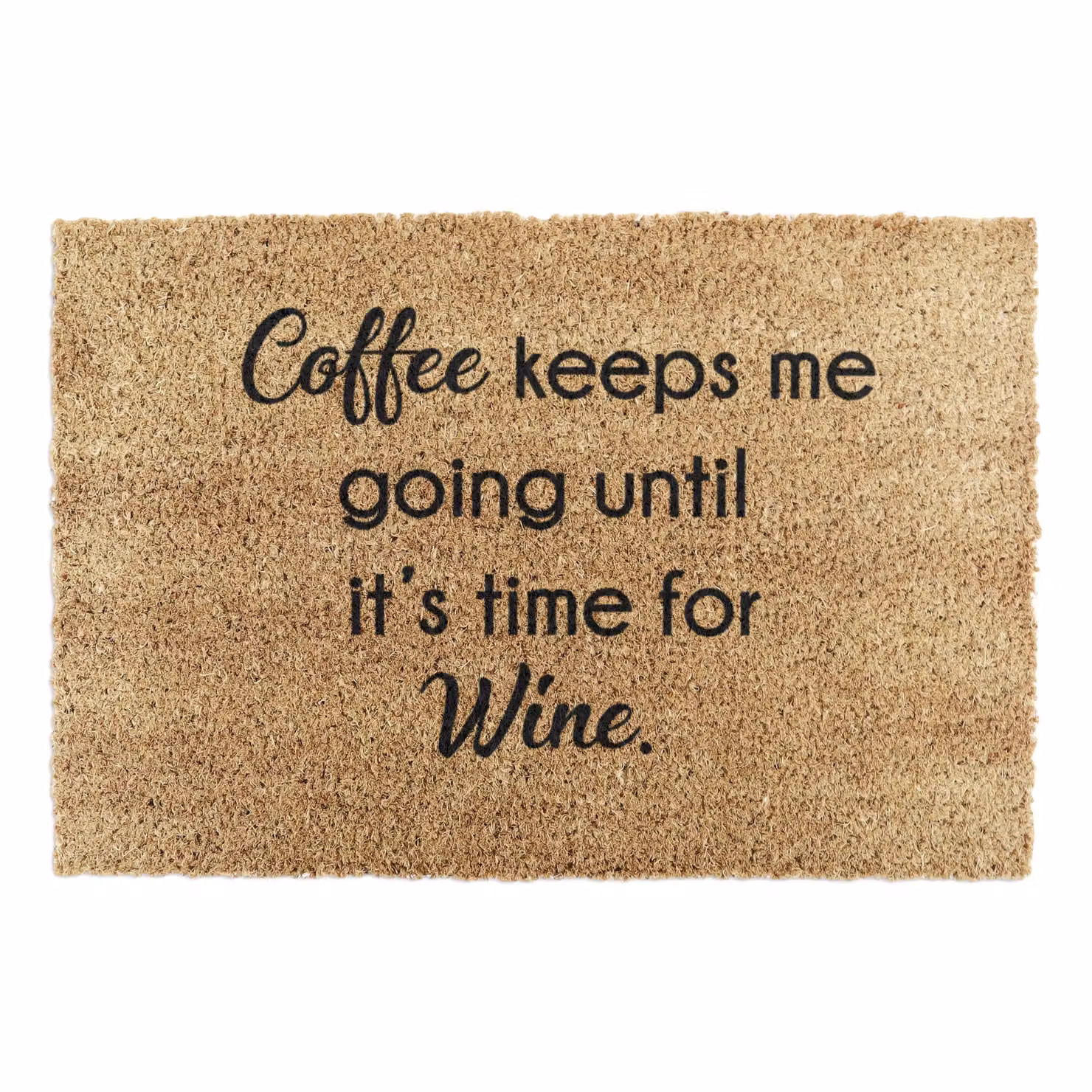 Artsy Mats Coffee Keeps Me Going Until It's Time For Wine Doormat in Black and Brown, W: 60 cm, D: 40 cm – 4