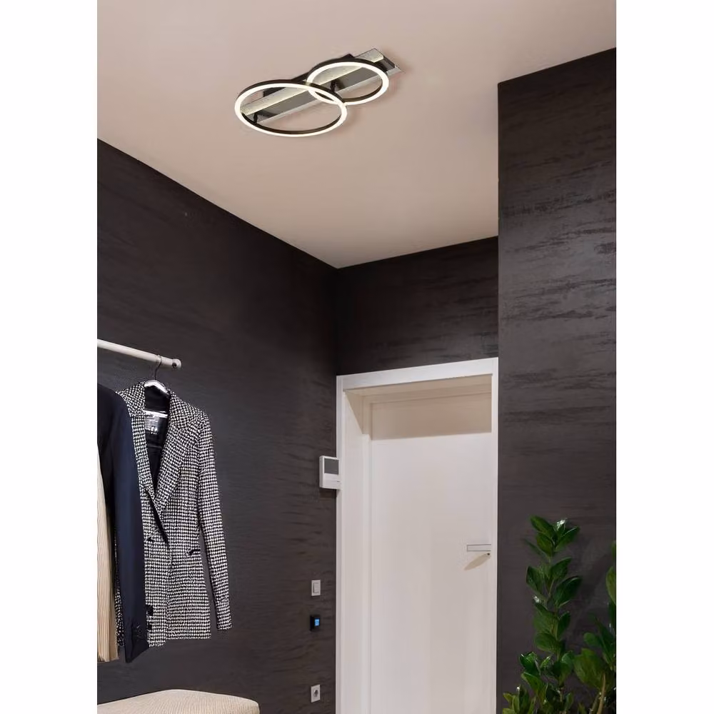 Netlighting Norberto Twin Ring LED Semi Flush Ceiling Light in Matt Black with 4000K Colour Temperature – 2