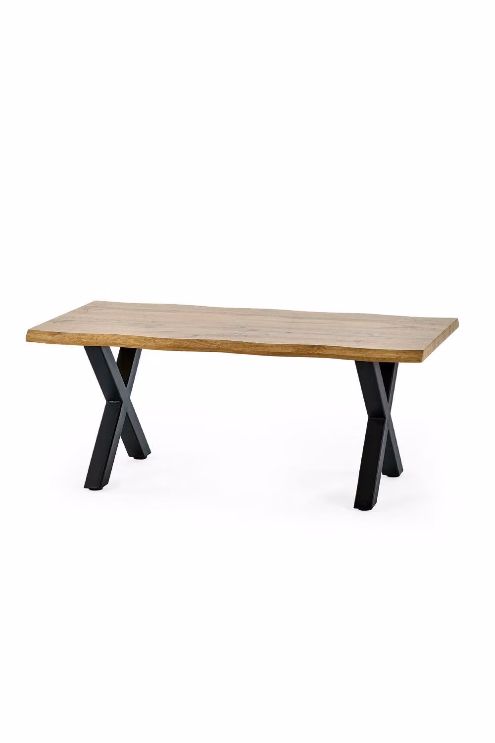 Julian Bowen Harvey Live Edge Rectangular Coffee Table with X-Frame Legs in Brown and Black – 3