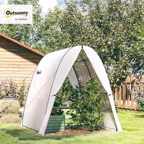 Outsunny White Portable Greenhouse Gardening Plant Hot House with W/D/H: 180 x 180 x 200 cm – 2