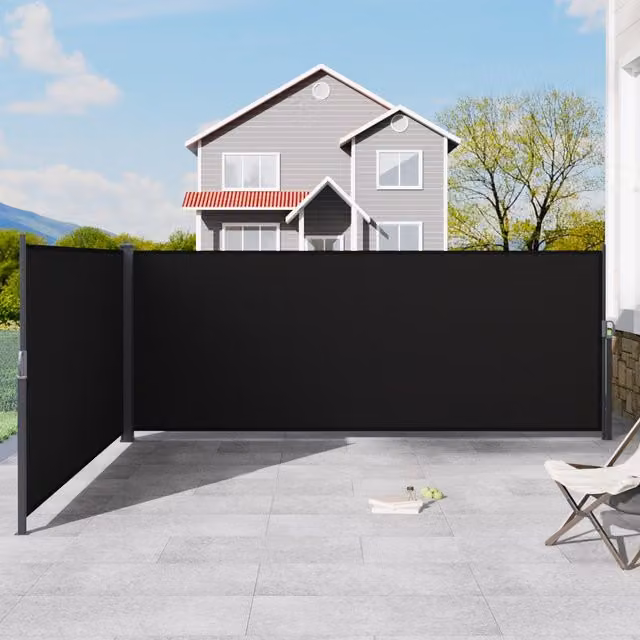 Breeins Grey Manual Pull Outdoor Retractable Privacy Side Awning, W: 8 m, H: 1.6 m