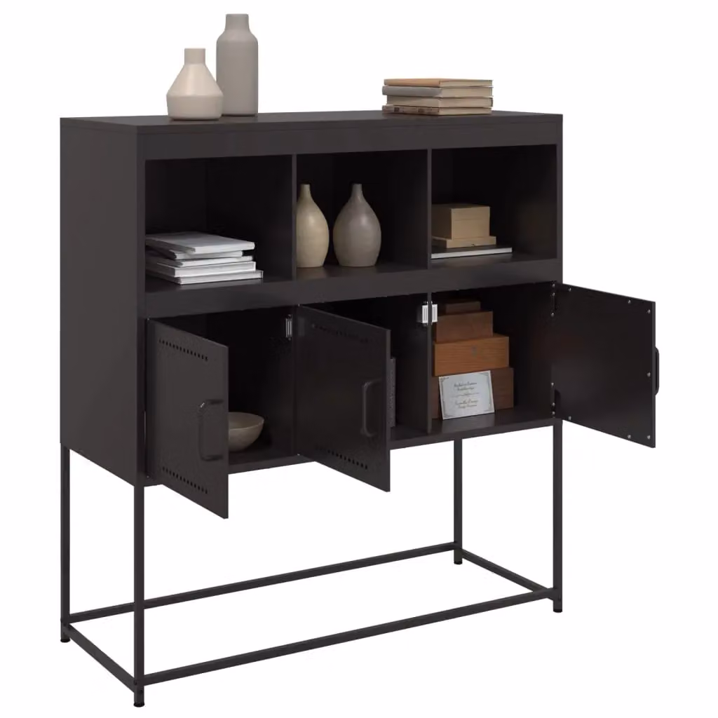 Berkfield Home Industrial Matt Black Metal Sideboard W/D/H: 100.5 x 39 x 107 cm – 3