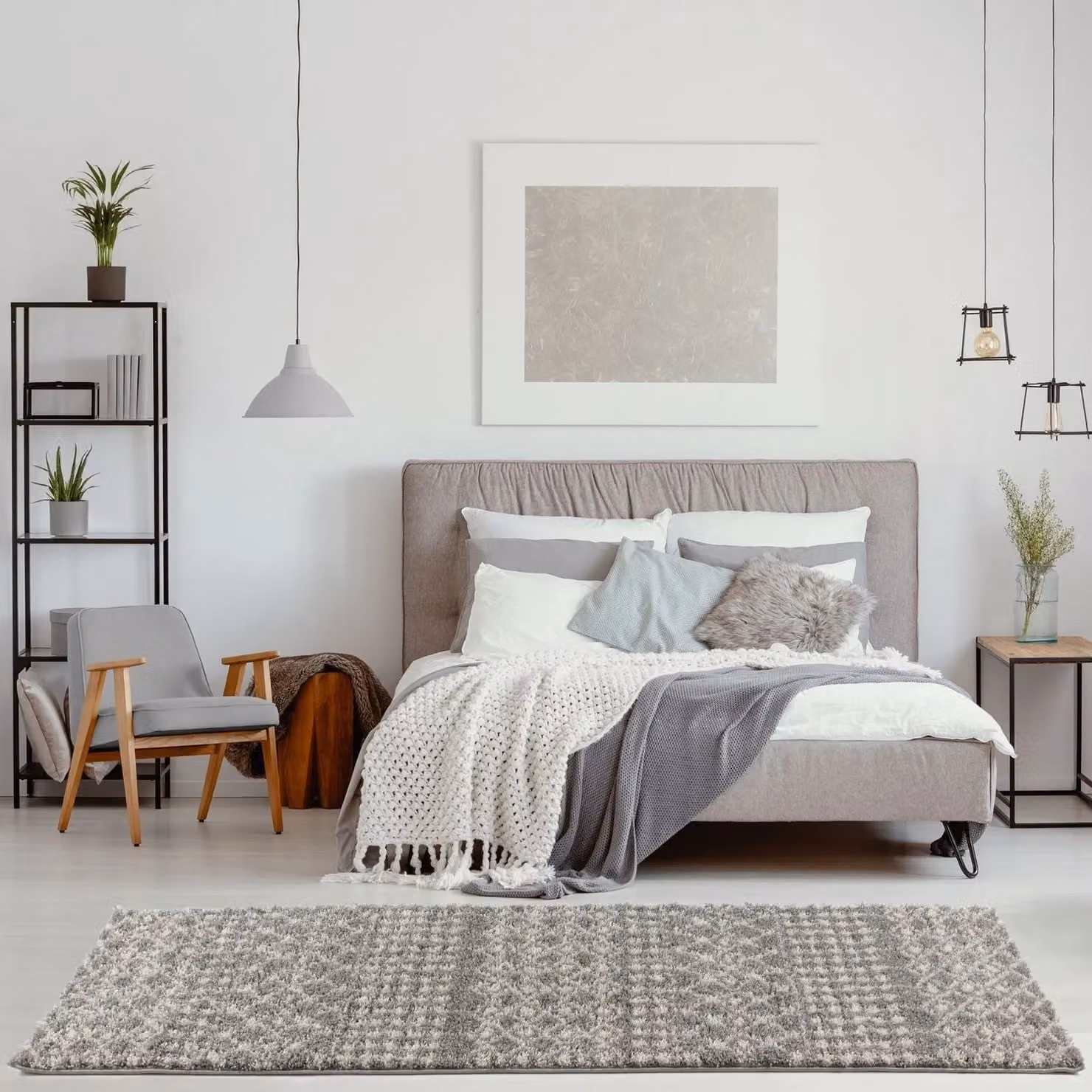 THE RUGS Moroccan Soft High Pile Shaggy Tribal Rug in Grey, W: 80 cm, L: 150 cm – 3