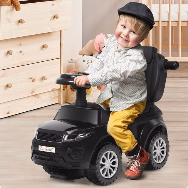 Costway 3 in 1 Ride on Push Car Stroller with Push Handle, Black