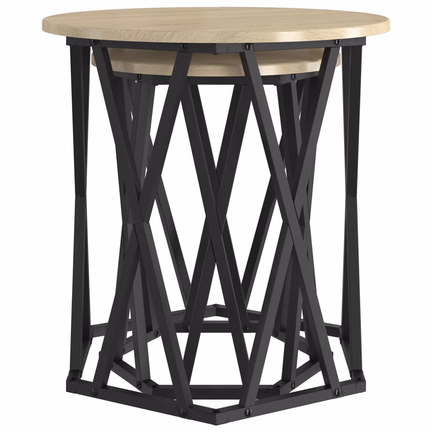Berkfield Home Set of 2 Hexagonal Nested Side Tables in Sonoma Oak Brown – 3