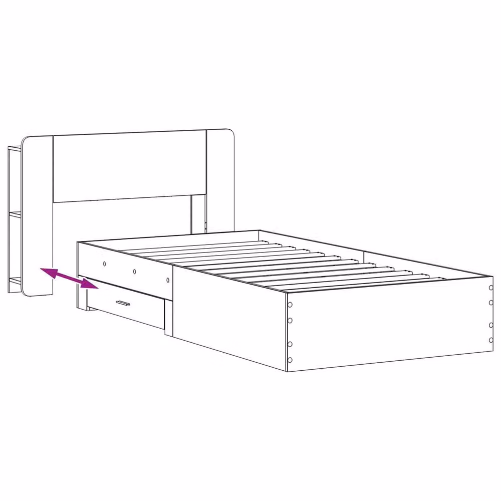 Berkfield Home Modern Bed Frame with Storage Drawers in Black, Engineered Wood, W: 75 cm, D: 190 cm – 4