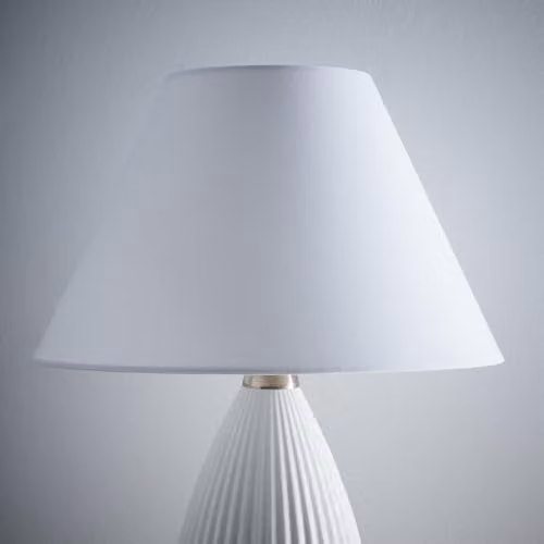 K LIVING White and Grey Textured Linen Fabric Cone Lampshade for Modern Table, Floor, or Ceiling Pendant Lights, Diameter: 35.56 cm