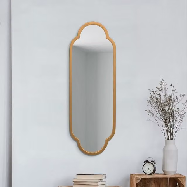 MirrorOutlet Modern Double Arched Wall Mirror in Gold and Black, Width: 102 cm