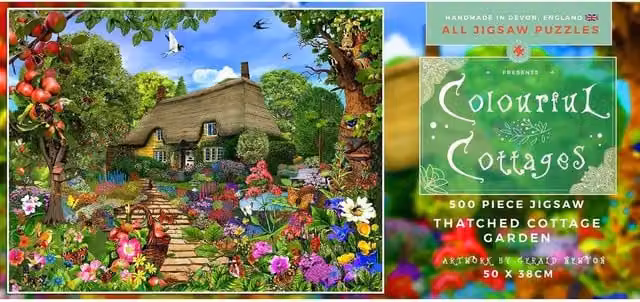 Thatched Cottage Garden 500 Piece Jigsaw Puzzle in Yellow and Multicolour