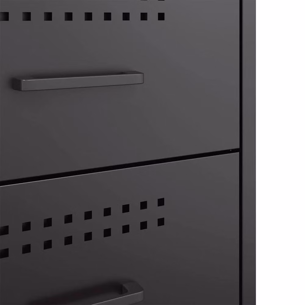 Berkfield Home Set of 2 Black Industrial Metal Bedside Cabinets, W/D/H: 36 x 39 x 50.5 cm – 4