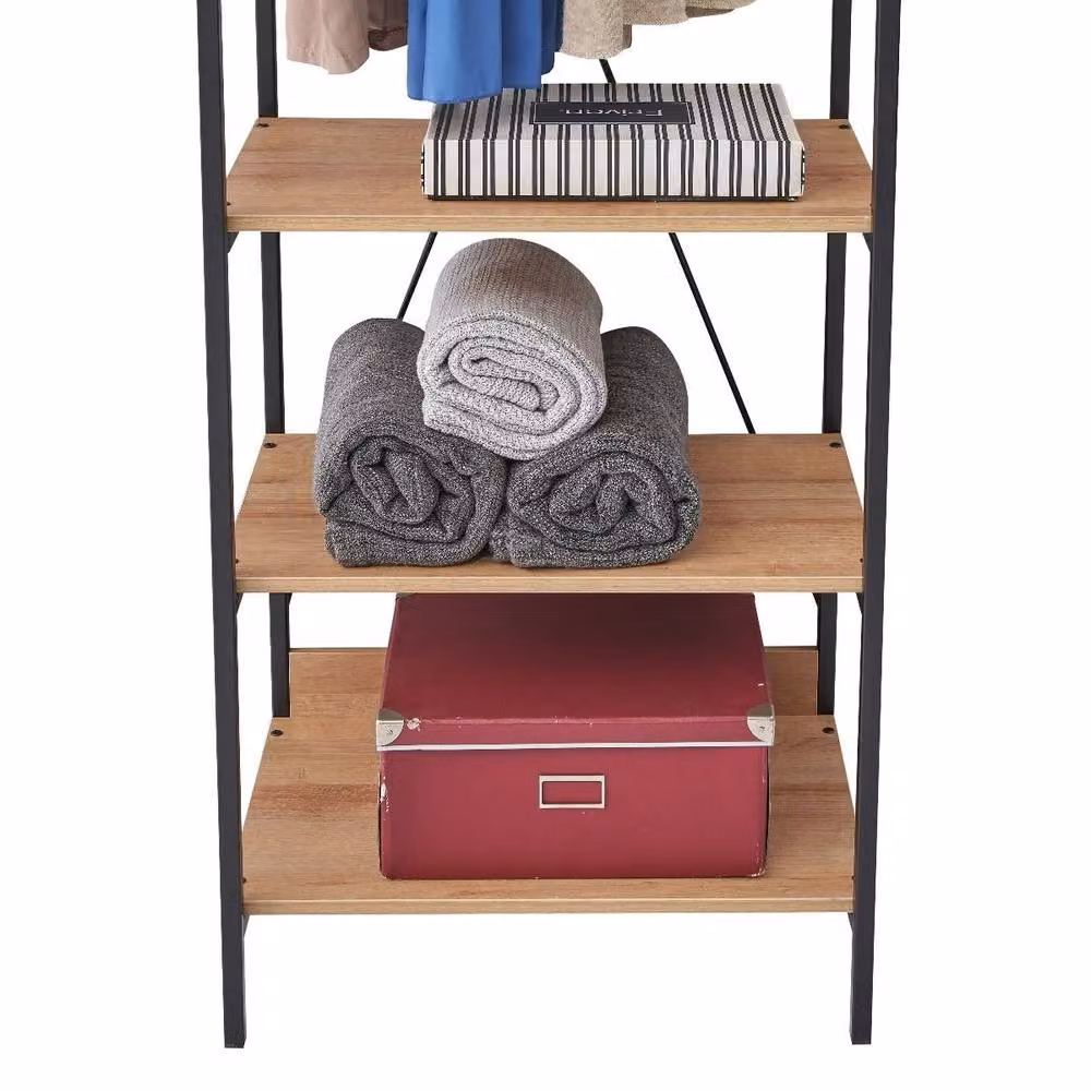 Timber Art Design 4 Tier Open Wardrobe in Riviera Oak and Brown – 3