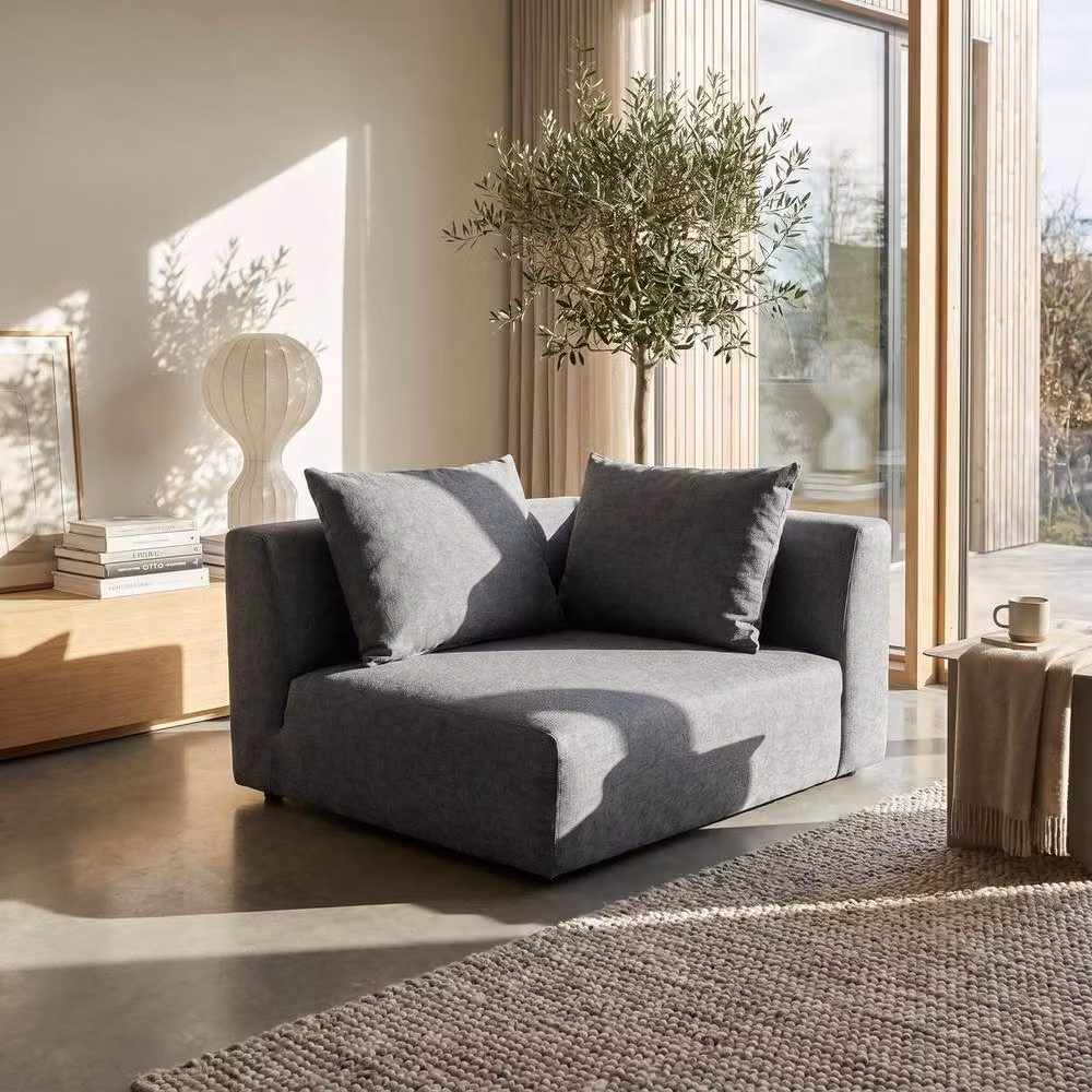 Abakus Direct Tokyo Corner Seat in Grey Brushed Tweed Fabric with Deep Seat – 2