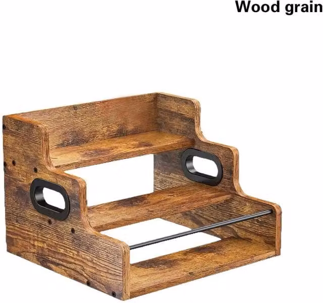 VOGREX Industrial Wooden and Metal Countertop Wine Bottle Display Rack in Brown – 1