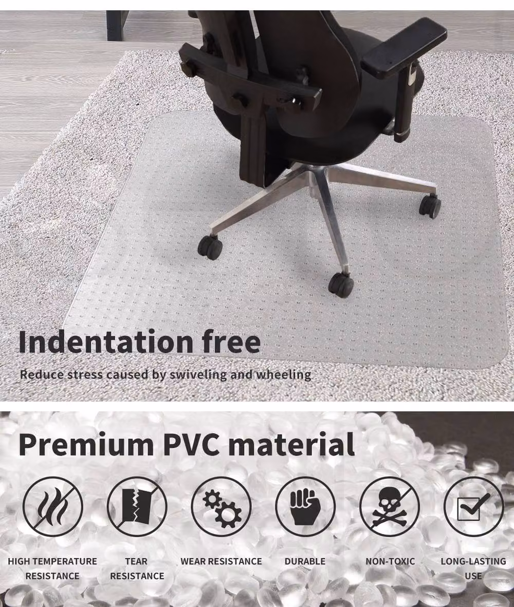 Marlow Clear PVC Office Chair Mat and Carpet Floor Protector, W: 120 cm, D: 90 cm – 3