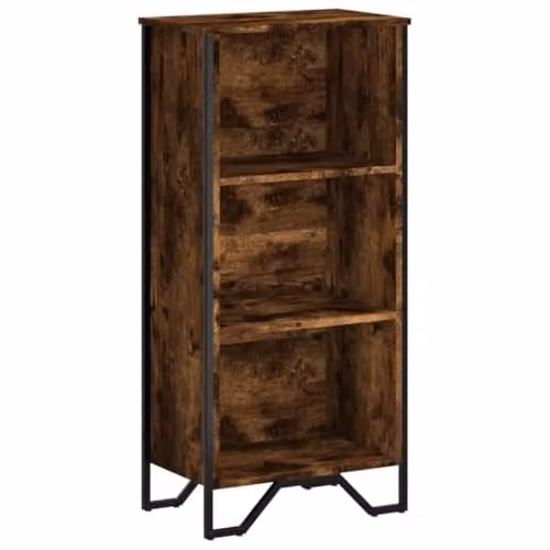 vidaXL Modern Freestanding Bookcase in Smoked Oak and Metal, W/D/H: 50 x 31 x 106 cm – 1
