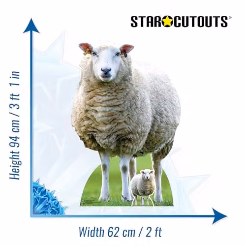 Star Cutouts SC4437 Sheep Farm Animal Cardboard Cutout, Multicolour, Height: 94 cm