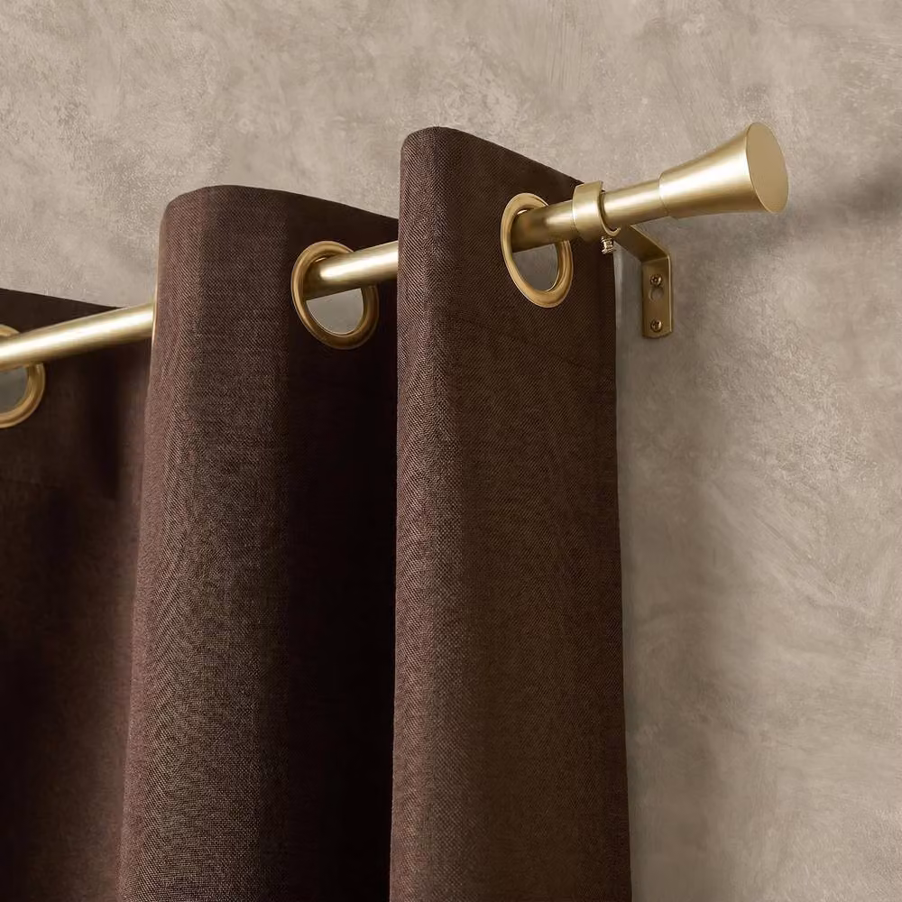 OHS Woven Texture Pair of Brown Blackout Eyelet Curtains, Width: 228 cm, Drop: 228 cm – 3