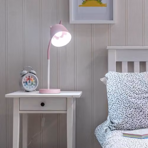 ValueLights Unicorn LED Table Lamp in White and Pink with Adjustable Flexi Neck for Kids Nursery and Bedroom Reading – 3