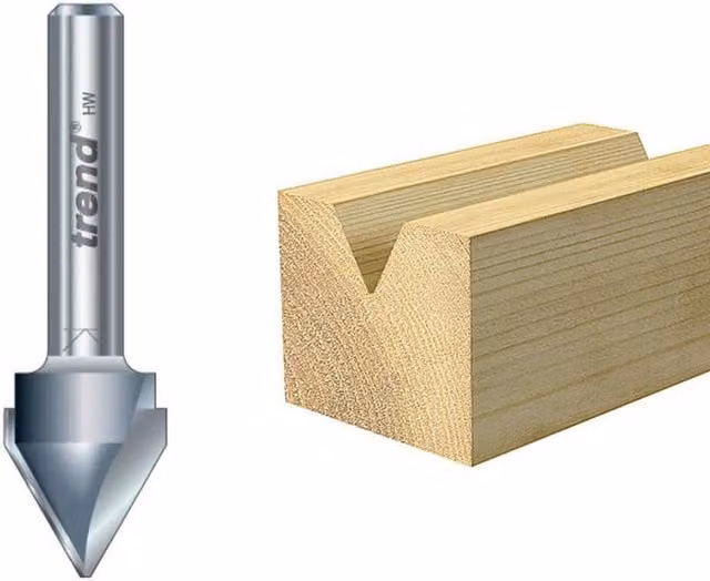 TREND 11/5 x 1/4 Tct V Groove Cutter 60 Grey, 10.3 x 12.7mm