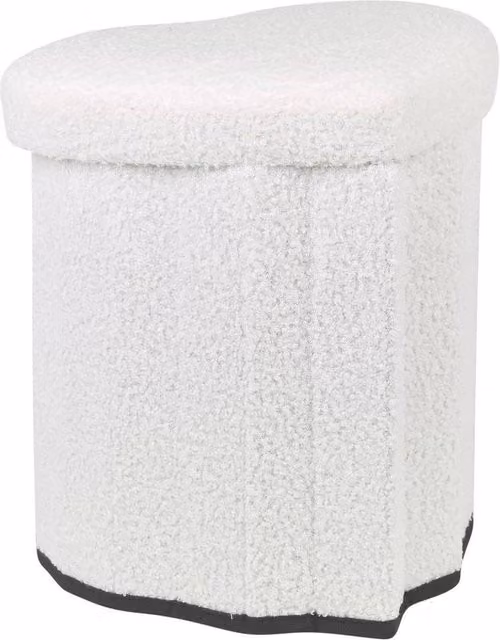 Thornspawn Heart Shape Boucle Storage Ottoman Stool in White – 1