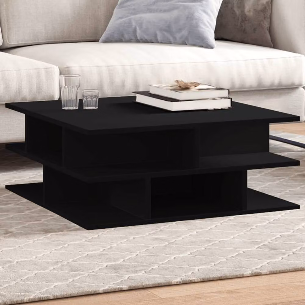 Berkfield Home Modern Square Coffee Table in Black, W/D/H: 70 x 70 x 29 cm – 2