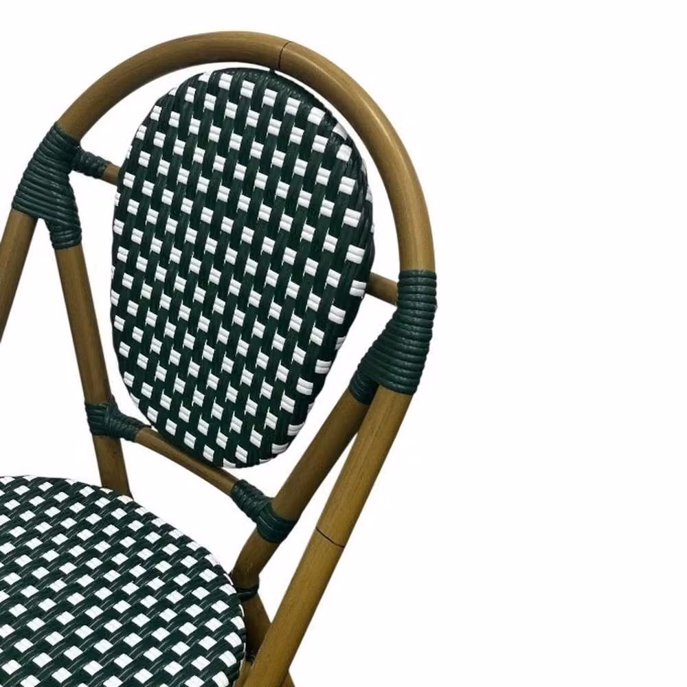 NESTLUNE Set of 4 Green Rattan Bistro Chairs for Outdoor and Garden Use – 3