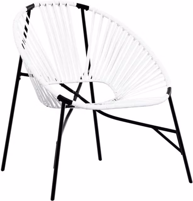 Berkfield Home Garden Egg Chair in Black and White Poly Rattan with Metal Frame