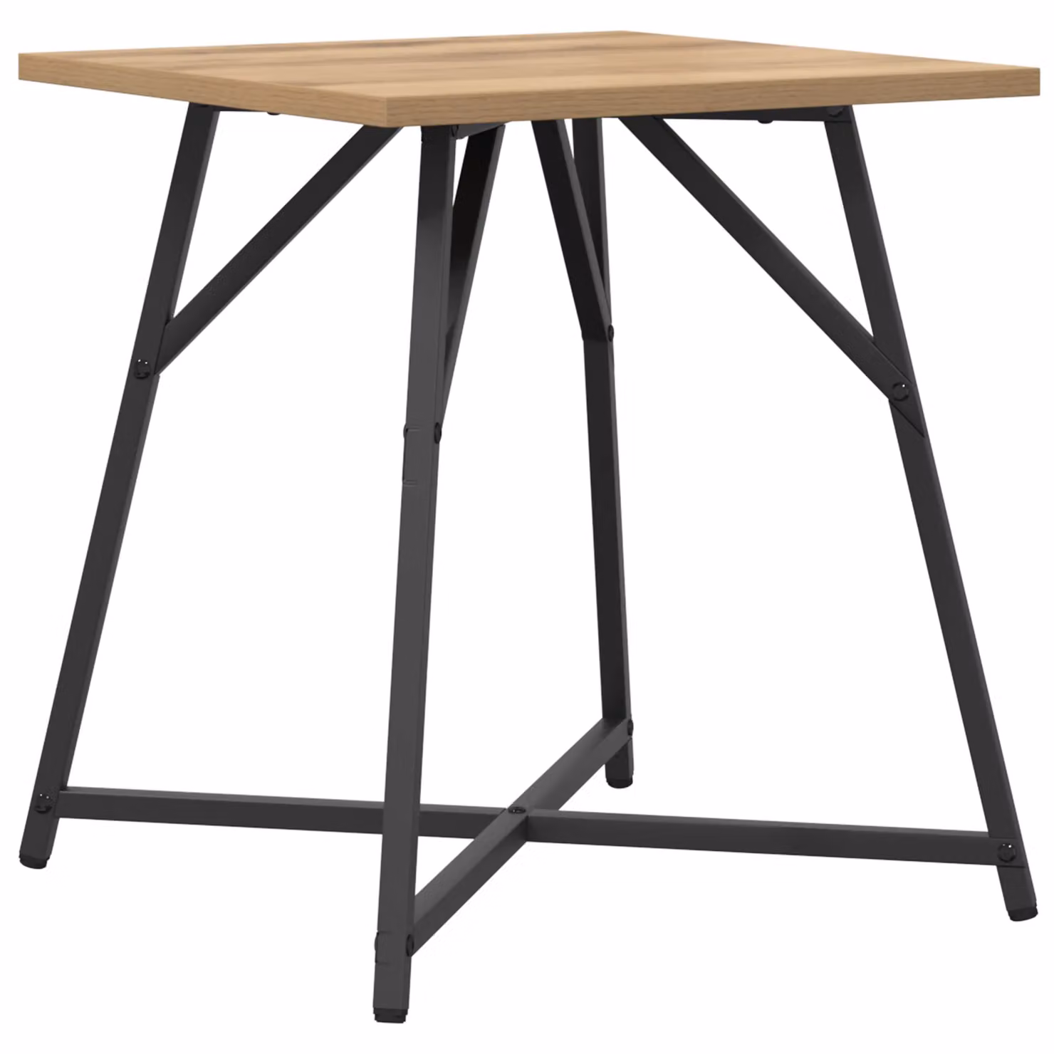 Berkfield Home Set of 2 Modern Square Side Tables in Artisan Oak and Brown Metal – 3