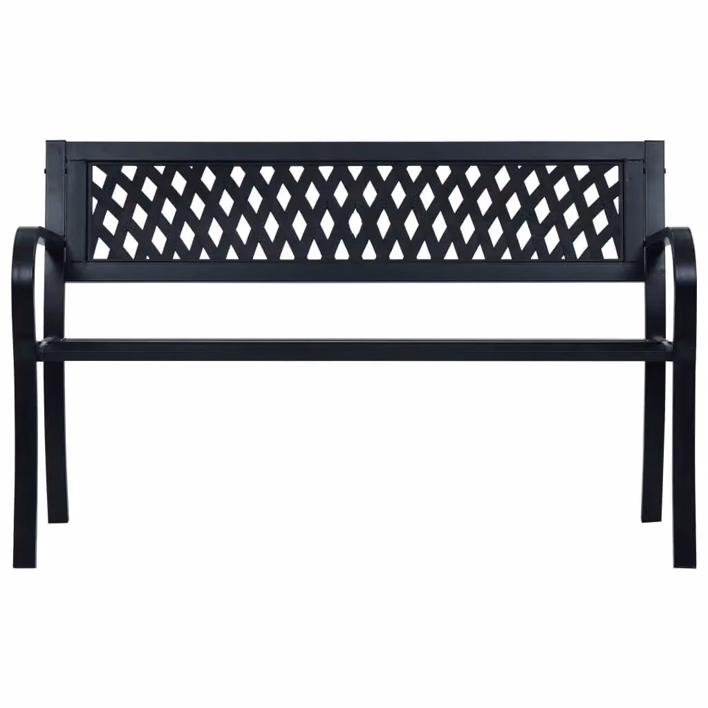 Berkfield Home Geometric Garden Bench in Black Steel and Plastic, Width: 120 cm – 2