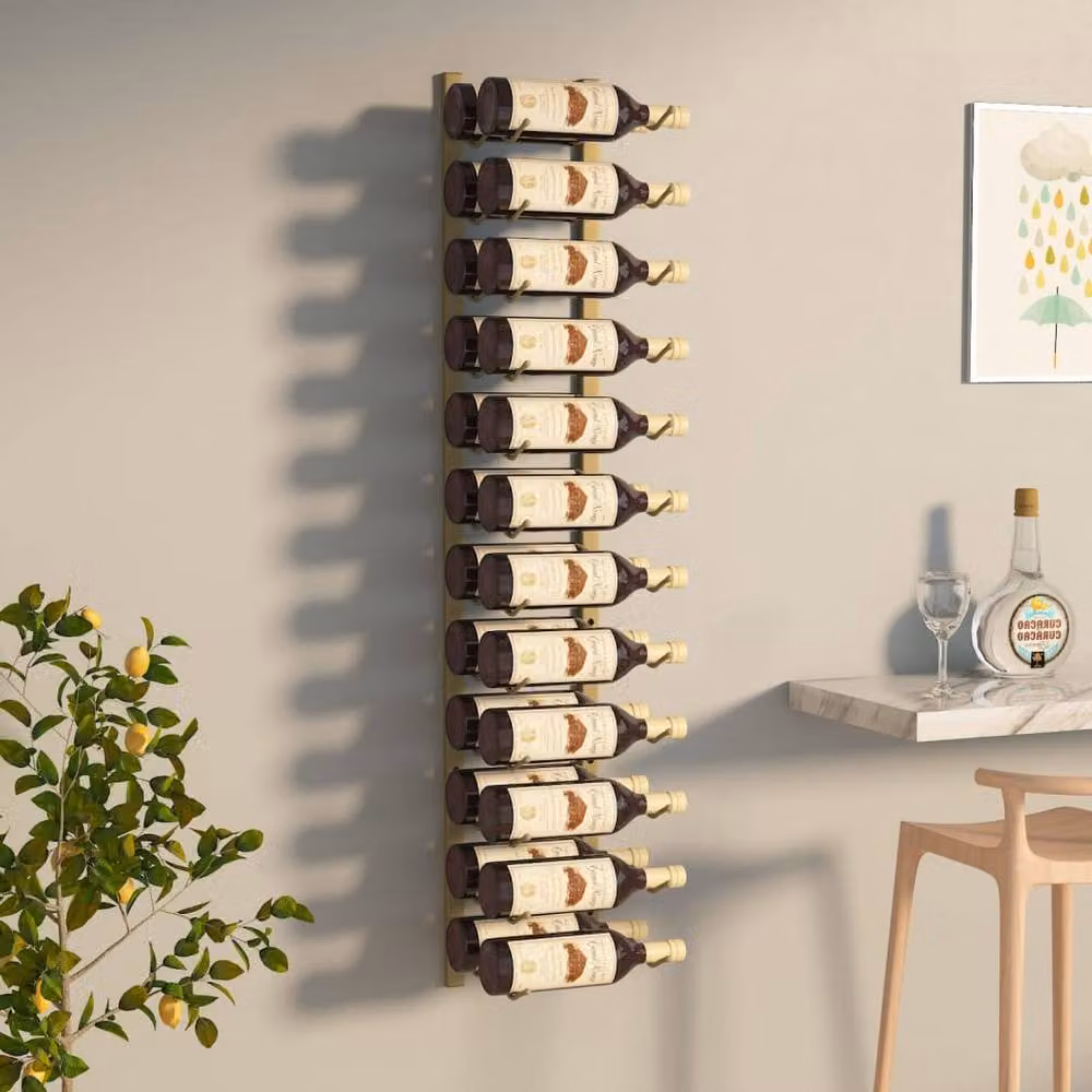 Berkfield Home Wall Mounted Gold Metal Wine Rack for 24 Bottles – 2