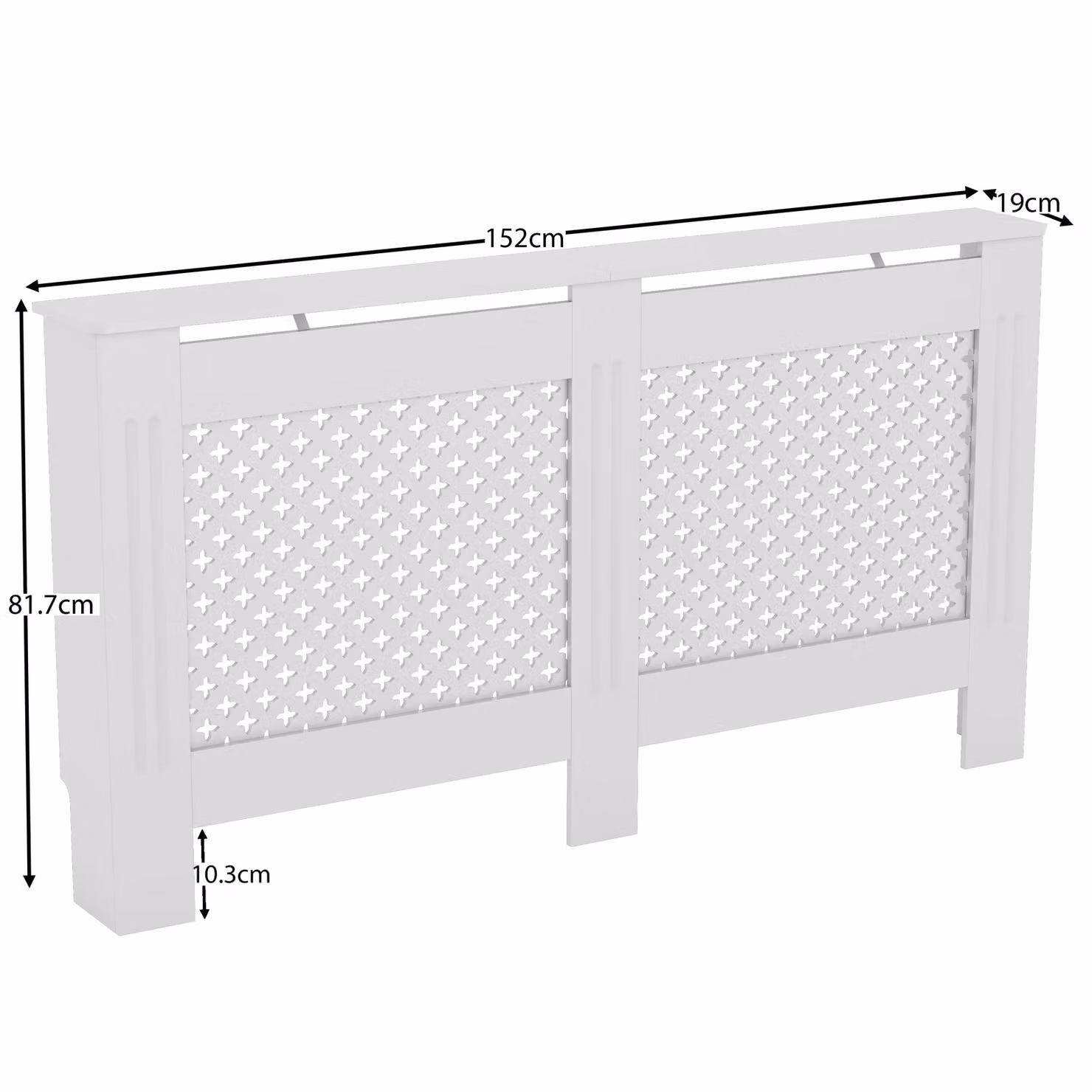 Vida Designs Oxford Radiator Cover in White MDF, W/D/H: 152 x 82 x 19 cm – 2