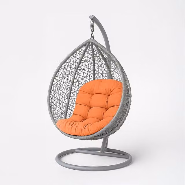 Homescapes Luxury Egg Chair Cushion in Orange, Oval Shape, Oeko-Tex Standard 100 Certified