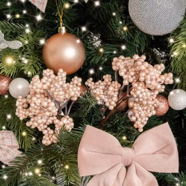 Melody Maison Set of 2 Pink Mulberry Pick Christmas Decorations, Height: 23 cm – 1
