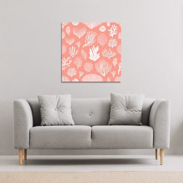 Benjamin Tate Design LTD Corals and Algae Botanical Canvas Print, Pink, W: 46 cm x H: 46 cm