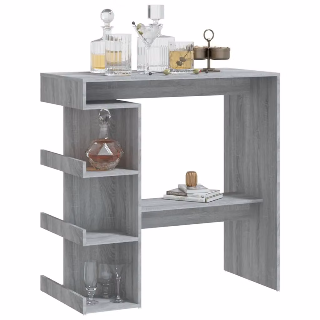 Berkfield Home Bar Table with Storage Rack in Grey Sonoma, W: 100 cm, D: 50 cm, H: 101.5 cm – 3