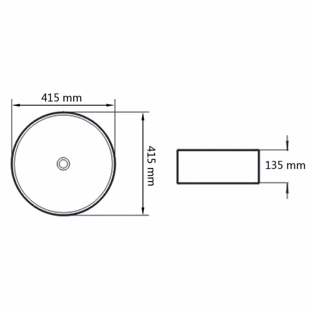 Berkfield Home Elegant Round Ceramic Countertop Basin in Black, W: 41.5 cm, H: 13.5 cm – 5