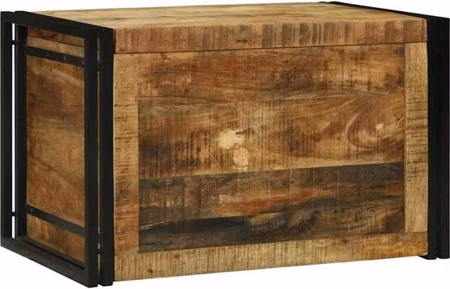 Berkfield Home Rustic Solid Mango Wood Storage Box in Brown, W/D/H: 80 x 50 x 50 cm – 1