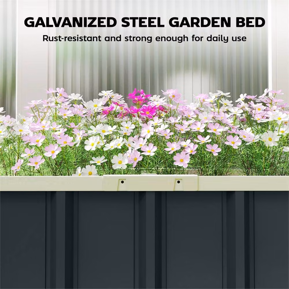 NESTLUNE Grey Metal Raised Garden Bed Planter Box, W/D/H: 152.4 x 60.96 x 30.48 cm – 5