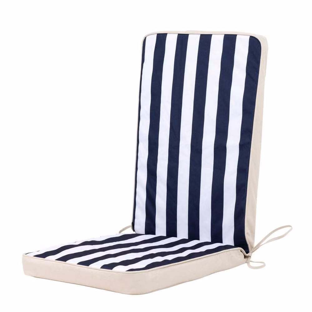 icon Set of 2 Maritime Blue Outdoor High Back Seat Cushions with Water Repellent Fabric – 2