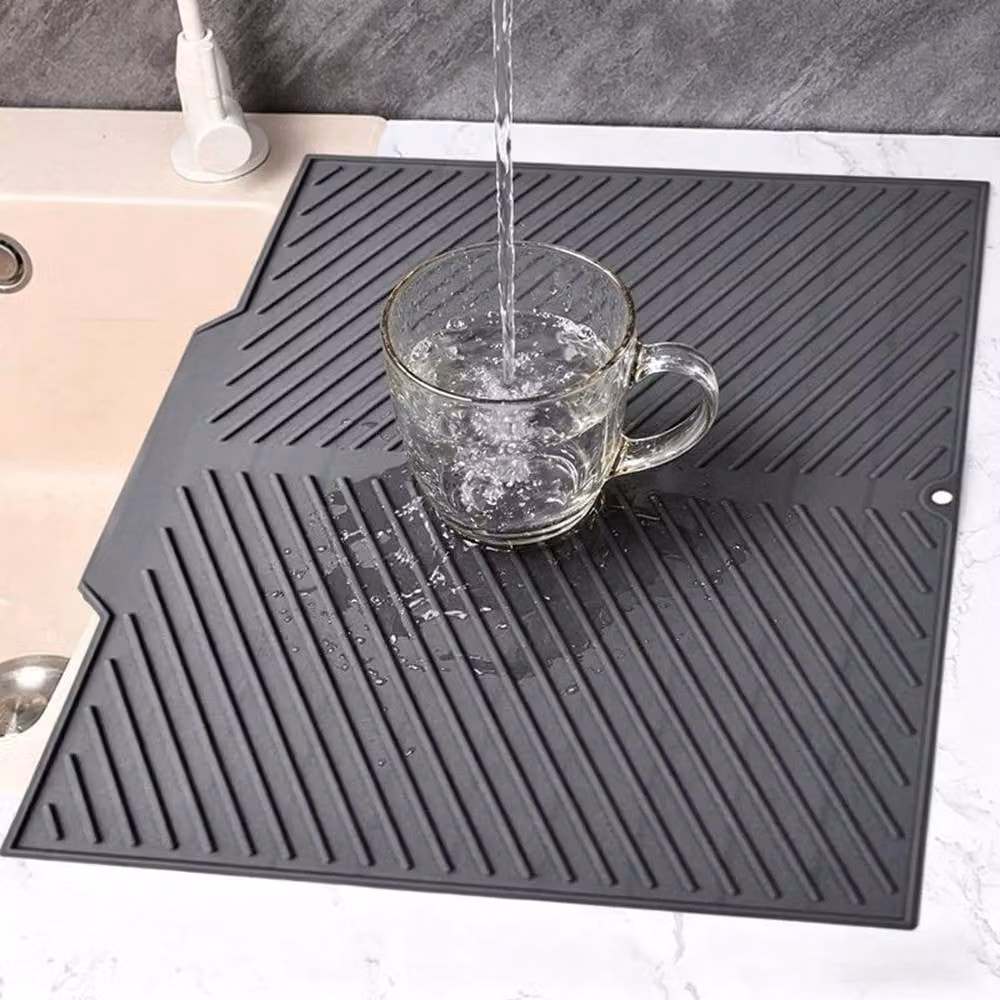 PAWNORA Extra Large Non-Slip Silicone Draining Mat in Grey – 4