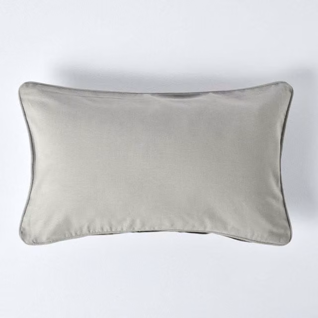 Homescapes Plain Grey Cotton Cushion Cover, 50 x 50 cm