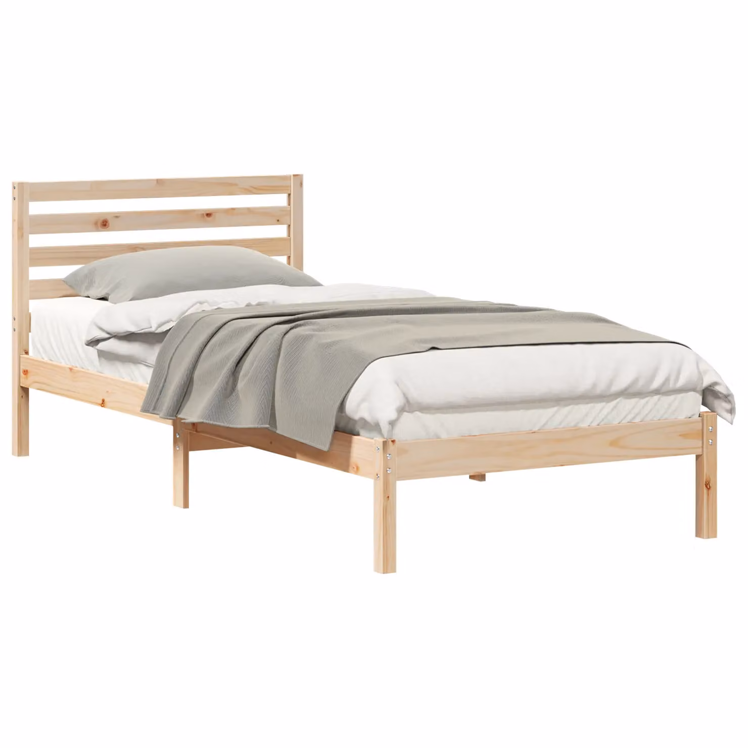 Berkfield Home Solid Pine Wood Bed Frame with Headboard in Brown, W: 80 cm, L: 220 cm – 2