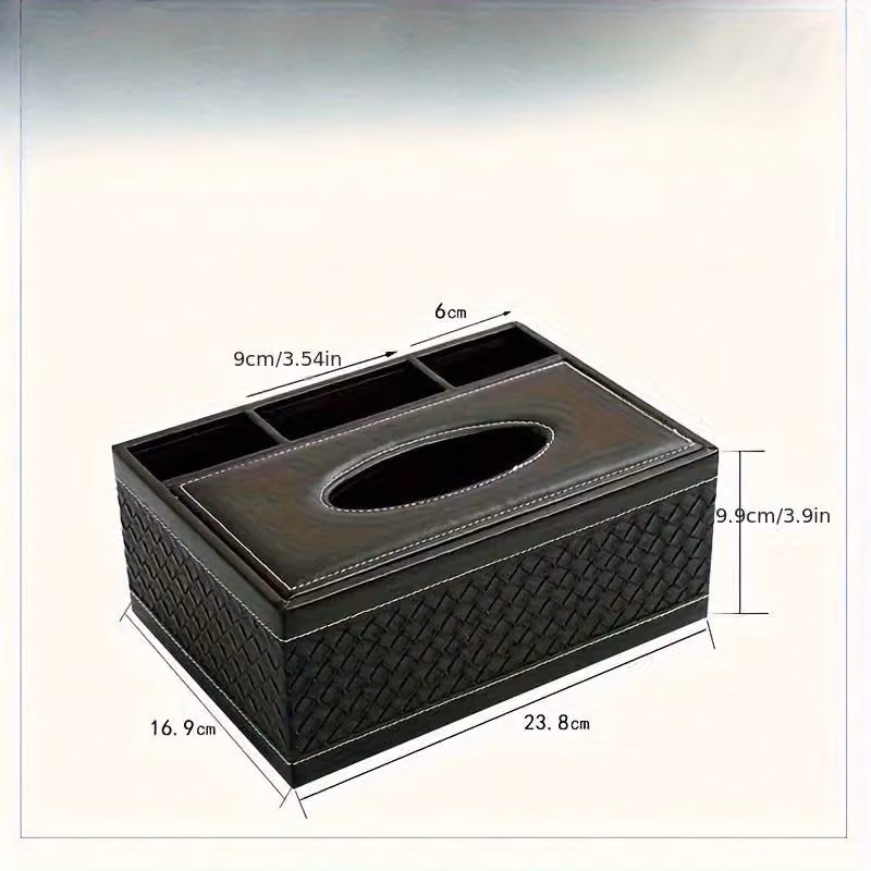 Smartbies Leather Multifunctional Tissue Box Organizer in Black, W: 16.5 cm, D: 9.5 cm, H: 16.5 cm – 5