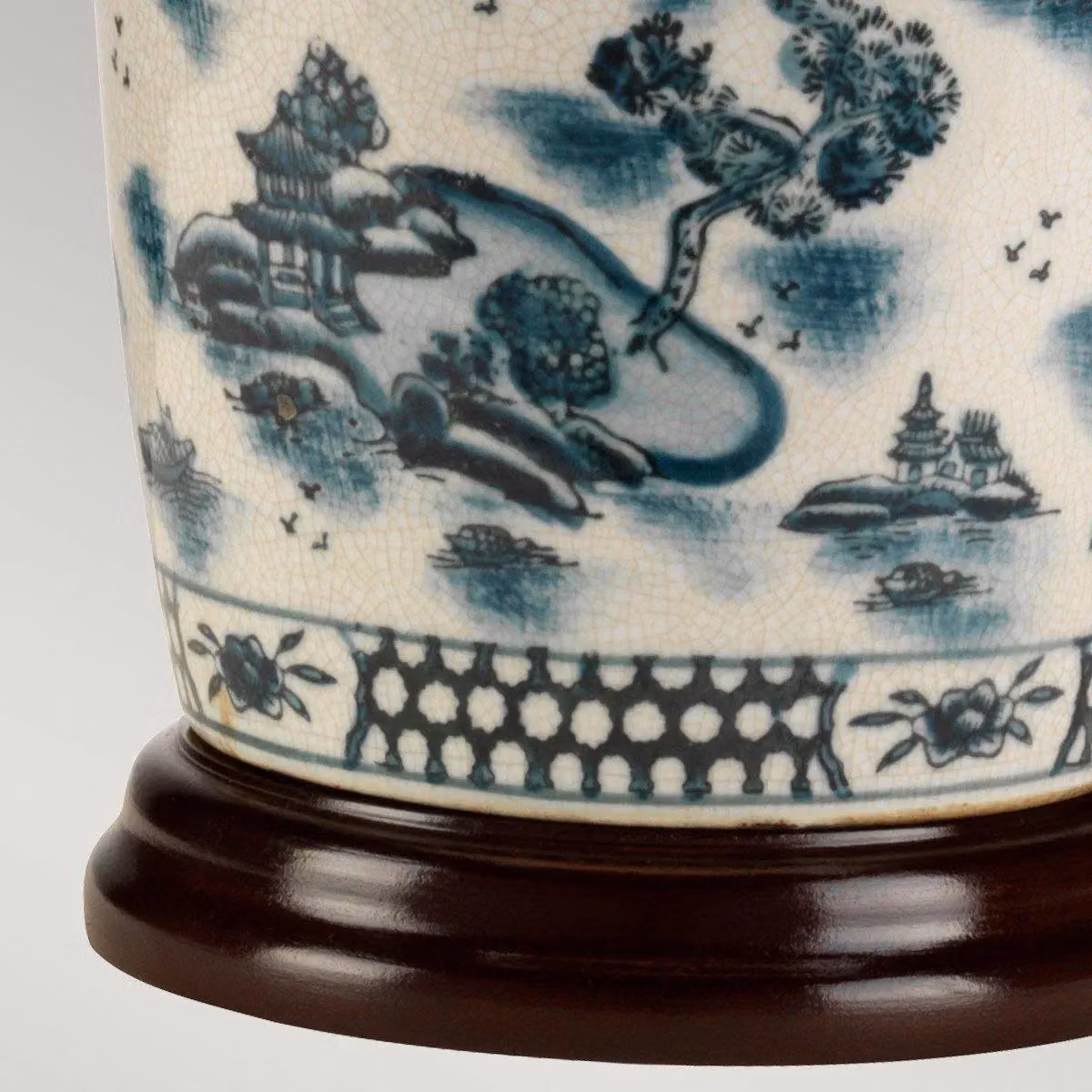 Netlighting Blue Trad Wp Oriental Table Lamp with Ceramic and Wood Base and Cream Fabric Shade, E27 – 3
