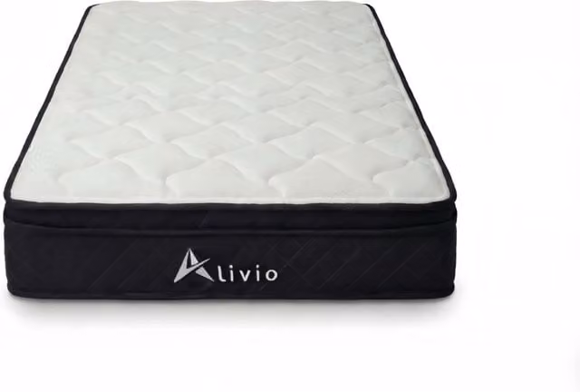 Alivio Hybrid 7-Zone Microfibre Knitted Mattress in White, W/D/H: 180 x 200 cm